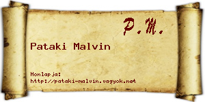 Pataki Malvin névjegykártya